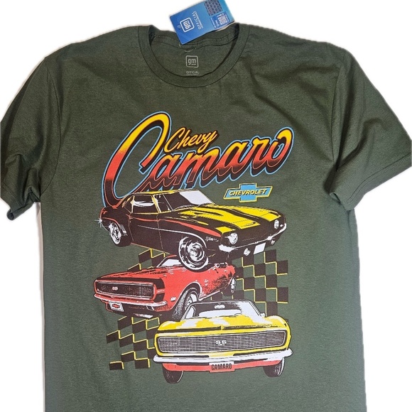 MAD Engine Other - GM Chevy Camaro T-Shirt‎ Mens Large Green Muscle Car Enthusiast Auto Racing Tee